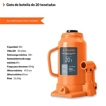 Gata Botella Hidraulica 20 TON GAT-20 Truper