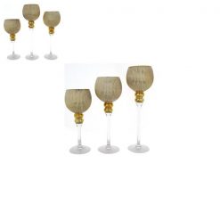 Juego 3 Portavelas 30/35/40Cm Golden Glam Santini