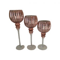 Juego 3 Portavelas 12X12Cm Champagne & Rose Santini