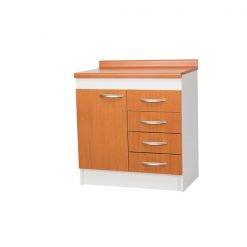 Mueble Base Cocina 1 Puerta - 4 cajones c/ Cubierta Color Peral. 0.80mts