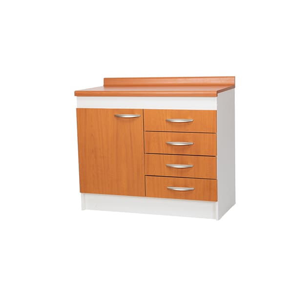 9001600126 Mueble Base de Cocina 1 Puerta - 4 Cajones c/ Cubierta Color Peral. 1.00mts