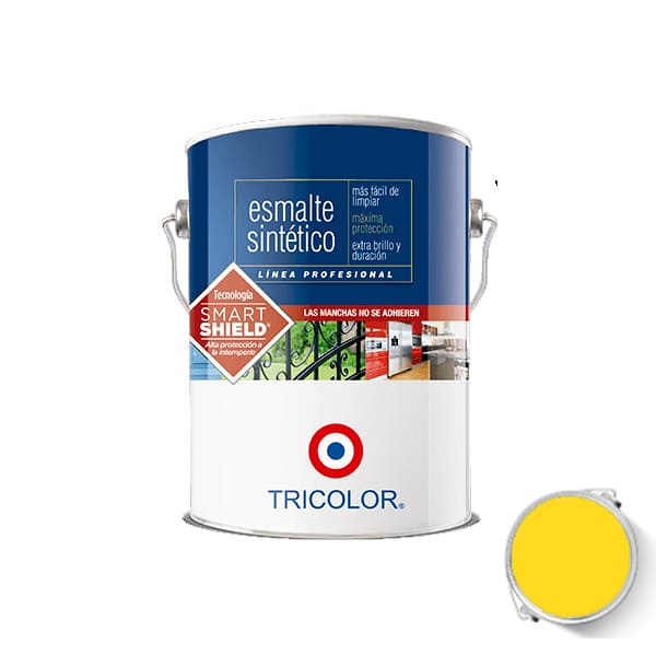 1000100922-1 Esmalte Sintético Profesional Color Amarillo Oro 1/4 Galón Tricolor