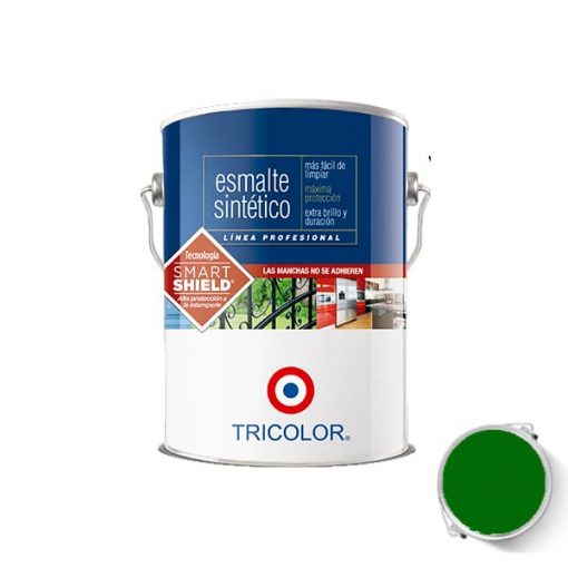 Esmalte Sintético Profesional Color Verde Trebol 1/4 Galón Tricolor