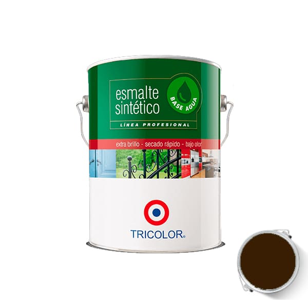 1000101353-1 Esmalte Sintetico Base Agua Color Café Moro 1/4 Galón Tricolor