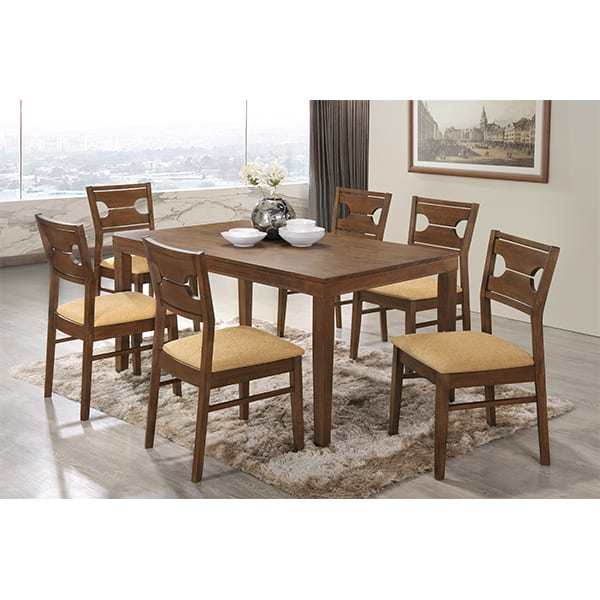 4000200102-1 Comedor Llanquihue Walnut 6 Sillas fjäder