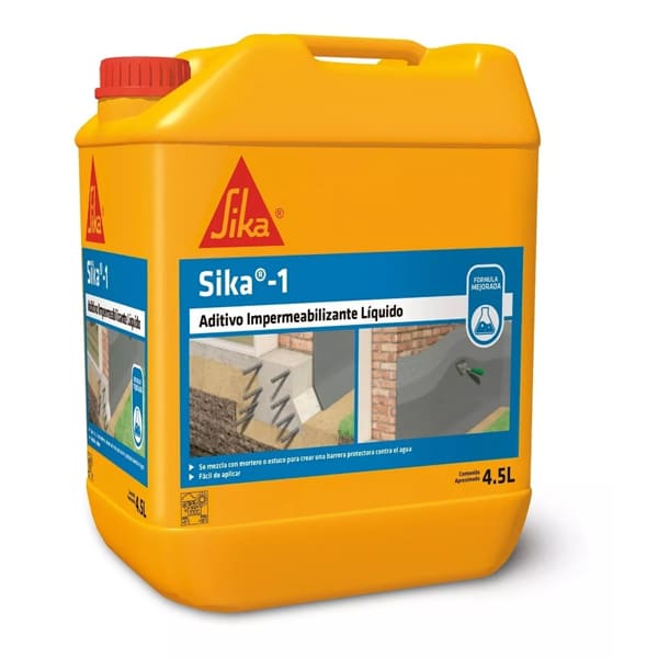 1000600092-1 Sika 1 Aditivo Impermeabilizante De Mortero Estuco 4.5 Lts Sika