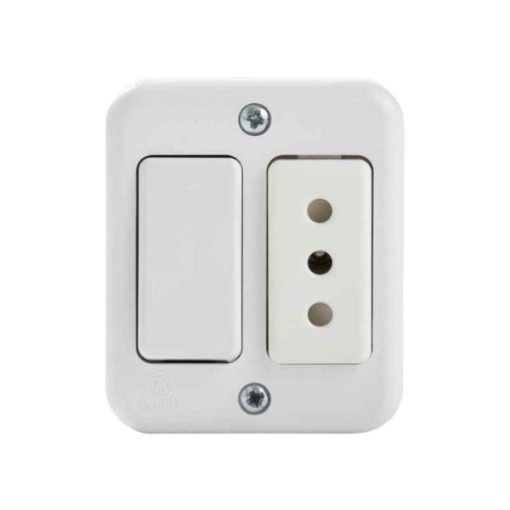 Interruptor Simple + Toma Corriente Sobrepuesto 2P+T 10A-250V Castillo