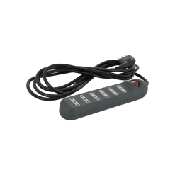 Alargador múltiple negro 6 tomas 3mts 2P+T 10A Lexo