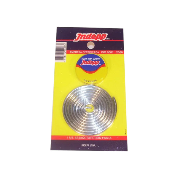 29000300019-1 Display Con Pasta Soldadura Estaño 50% 1 metro + 10 grs Indepp