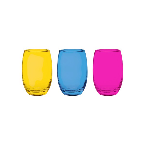 3001700613-1 Set 6 Vasos Bajos 460cc Full Color Mikonos Cristar