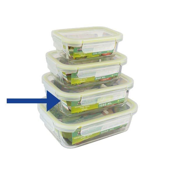 3001700988-1 Hermético 1050ml Rectangular Borosilicato Doral